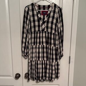 Anthropologie Maeve Amber Black Plaid Tired Dress size XS
